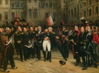 Napoleon I Bidding Farewell to the Imperial Guard in the Cheval-Blanc Courtyard at the Chateau de Fontainebleau, 20th April 1814, 1825